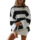 New Women's Clothing In The Autumn And Winter Of 2025, The New Women's Sweater Round-Necked Striped Knitted Shirt