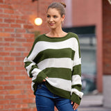 New Women's Clothing In The Autumn And Winter Of 2025, The New Women's Sweater Round-Necked Striped Knitted Shirt