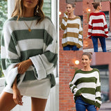 New Women's Clothing In The Autumn And Winter Of 2025, The New Women's Sweater Round-Necked Striped Knitted Shirt