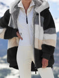 Wish2025 Hot New Autumn And Winter Loose Plush Multi-Color Hooded Coat Woman