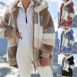 Wish2025 Hot New Autumn And Winter Loose Plush Multi-Color Hooded Coat Woman