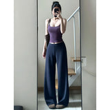 Ocean Wears A Female Autumn Fashion Temperament Purple Knitted Cardigan Vest Sling Pants Three-Piece Set