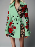 2025 New Fashion Temperament Print Collar Coat Women's Clothing HZ0107
