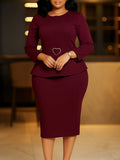 D599 Women's 2025 New Fashion Round-Neck Temperament Tongle OL Pencil Skirt African Dress HZ0107