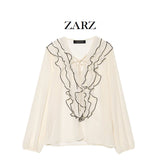 ZARZ Homemade New Women's Oceanic Laminated Semi-Transparent Shirt 3897/052/712 HZ0107