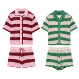 ZARZ Homemade New Women's Knitted POLO Shirt Coat Knitted Shorts HZ0107