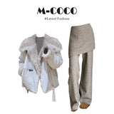 Design-Sensitive Hair Collar Pie To Overcome The Environmental Protection Fur Coat Fake Two-Piece Ass Casual Pants Set