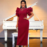 AM040503 Summer New Sexy Hollow Half-High Collar Dress Party Dinner Nail Beads High Waist Dress Dress HZ0107