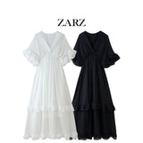 ZARZ Homemade New Women's Clothing Seam-Time Casual Two-Colored Lotus-Leaf Dress HZ0107