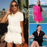 Women's Dress 2025 Fashion Suit High-Waist Mini Skirt Tuxedar T-Shirt Knitted Dress Comfortable Casual Style HZ0107