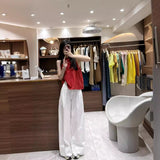 White Wide-Legged Casual Trousers Women's New Summer Thin Small Loose Display Thin High-Waisted Sweater Straight Trousers