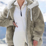 Wish2025 Hot New Autumn And Winter Loose Plush Multi-Color Hooded Coat Woman