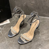 Pearl Fine Heel Shoes 2025 New Summer Sister Fried Street With Skirts With Toes With Sandals Female Thin Heel HZ0107