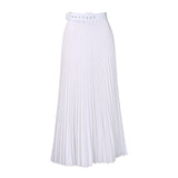 D293P With Belt Women's New High-Waisted Skirt Swing Medium Long Folded Temperament Half-Body Skirt HZ0107