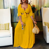 D2202525 Summer Wrapped Bra Strap Wide Leg Pants Large Size Two-Set Casual Suit HZ0107