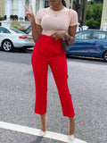 Spring 2025 New Elegant OL Professional Trousers Thin Small Foot Pants African High-Waisted Casual Pants HZ0107