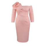 New One-Shoulder Sexy Three-Dimensional Floral Dress Dress Elegant Body-Supling Party Dress Dresses HZ0107