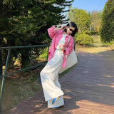 Pink Sunscreen Long-Sleeved Shirt Coat Women's Summer Thin Outer Shirt Design Feel Small Outside Put On The Coat