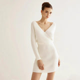 New Women's Sexy Knitted Leopard Print Long-Sleeved Dress Sweater Long Dress