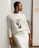 New Women's Round-Necked Bear Cartoon Casual Free Sweater Raff Cashmere Knitted Shirt Girl