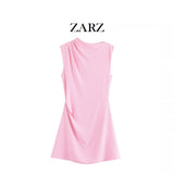 ZARZ Homemade New Women's Classic Chopless Sleeveless Round-Neck Mini Dress 3128324 HZ0107
