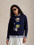 2025 New Women's Round-Necked Bear Cartoon Casual Age-Reed Knitted Sweater