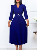 D426 Women's Clothing 2025 Autumn New V-Neck Fashion Temperament Elegant Folding Skirt Dress HZ0107