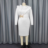 Personality Embroidered Long-Sleeved Evening Dress Lotus Side Party Long Dress Evening Dresses HZ0107