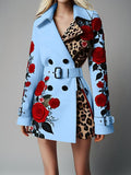 2025 New Fashion Temperament Print Collar Coat Women's Clothing HZ0107