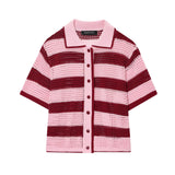 ZARZ Homemade New Women's Knitted POLO Shirt Coat Knitted Shorts HZ0107