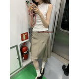 Vintage Sling Vest Sleeveless Body Dress Summer New Design Open Skirt Set