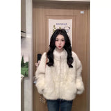 Autumn And Winter Plush Coat Women's Collar Plush Gentle Wind Loose Warm Set Of Short Top