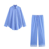 ZARZ Homemade New Women's Striped Loose Shirt 5030011 Striped Pants 5030402 HZ0107