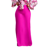 D343 Women's Dress 2025 New Fashion Temperament Tongle Solid Color High Waist Long Skirt African Long Dress HZ0107