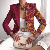 2025 New Women's Coat Season Printing Xiaoxi Decoration Fashion Short Double Buckle Top Woman HZ0107