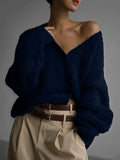 Women's Imitation Sting Cardigan Women Lazy Wind Loose Sweater Soft Long-Sleeved Knitted Casual