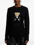 Autumn/Winter 2025 New Women's Bear Embroidered Cartoon Loose Version Of Heavy Industry Round-Neck Knitted Sweater