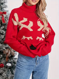New Women's Clothing For Autumn And Winter 2025 Loose Christmas Elk Tweed Casual Long-Sleeved Sweater