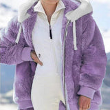Wish2025 Hot New Autumn And Winter Loose Plush Multi-Color Hooded Coat Woman