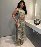 Women's Jeans Women's Fashion Trend Hand-Drinding Vest Open Denim Skirt HZ0107