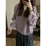 Autumn With A Set Of 2025 Purple Gentle Temperament Sweater Knitted Jersey Half Dress Two-Piece Skirt