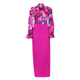 D323 Women's 2025 New Fashion Print Strapped With Long-Sleeved Shirt Skirts Two-Piece HZ0107