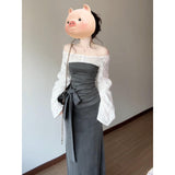 Temperament Korean Hit Color Shoulder Coat High Waist Skirt Suit Women's Summer New Fashion Temperament Two Sets