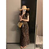 Millard Fashion Style Slim Slim Solid Color Coat With Broken Flower Skirt Set