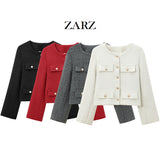 ZARZ Homemade New Women's Clothing Round-Neck Long Sleeve Thousand Gold Scented Scented Scented Scented Scented Scented Coat 1231352 HZ0107