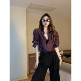 Old Money Wind Sunscreen Long-Sleeved Purple Shirt Coat Women Summer Acetic Yarn Ice Tuft