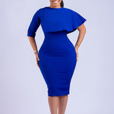 D325 Large-Size Female Decoration Height Waist Lotus Side Temperament Commuter Pencil Skirt Dress HZ0107