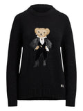 Autumn/Winter 2025 New Women's Bear Embroidered Cartoon Loose Version Of Heavy Industry Round-Neck Knitted Sweater