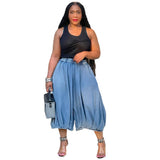 Women's Clothing Street Fashion Casual Jeans Tight Waist Straight Legs Seven-Point Pants HZ0107