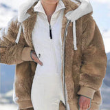 Wish2025 Hot New Autumn And Winter Loose Plush Multi-Color Hooded Coat Woman